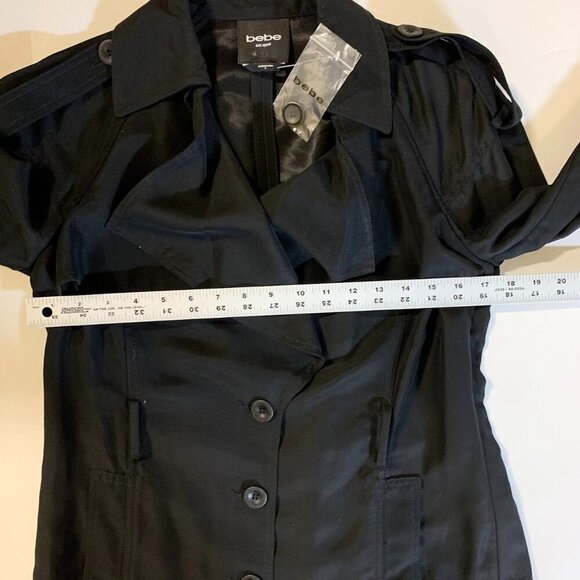 Bebe Women's Short Trench Button Up Flowy Coat Size X NWT - Picture 12 of 14